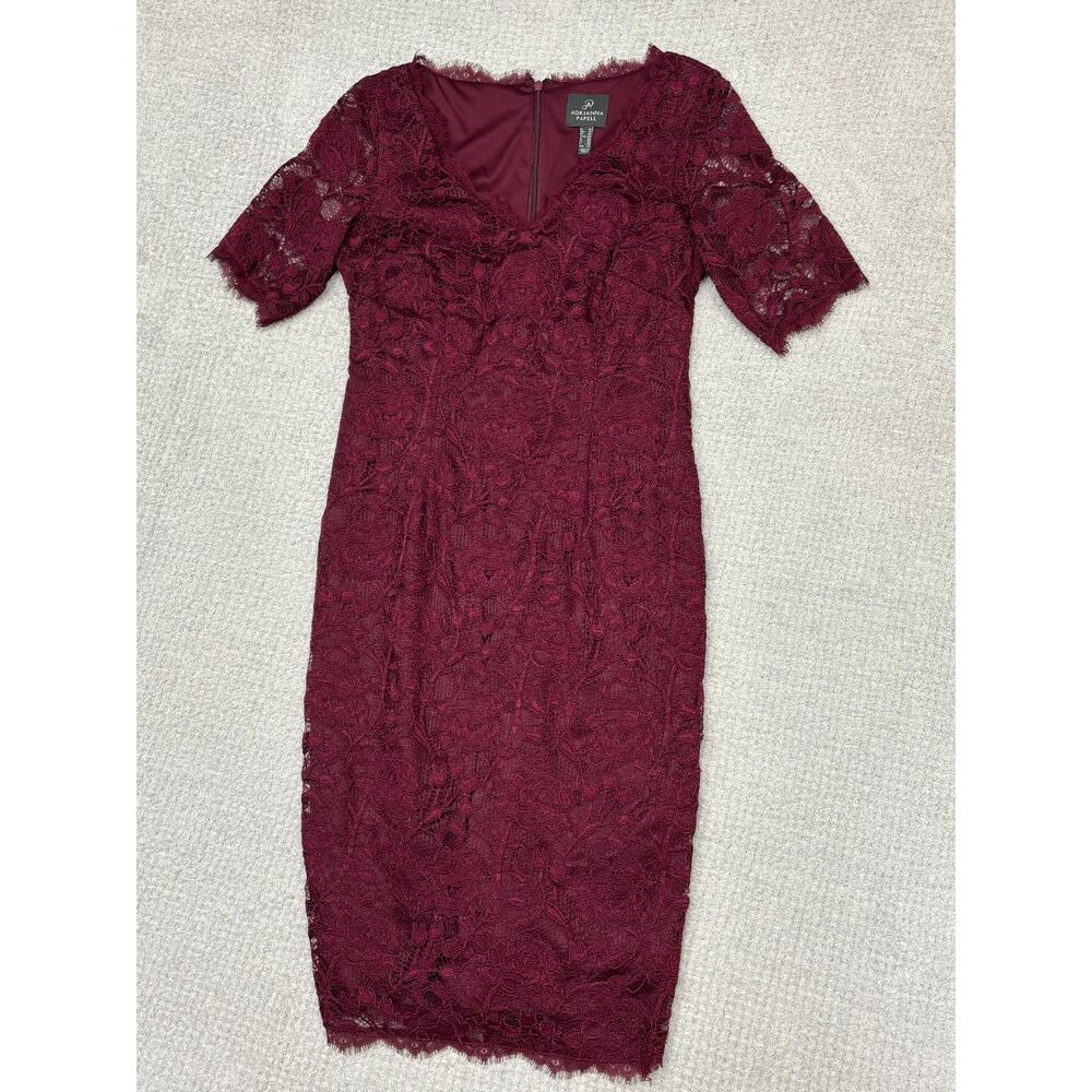 Adrianna Papell Burgundy Lace Midi Dress